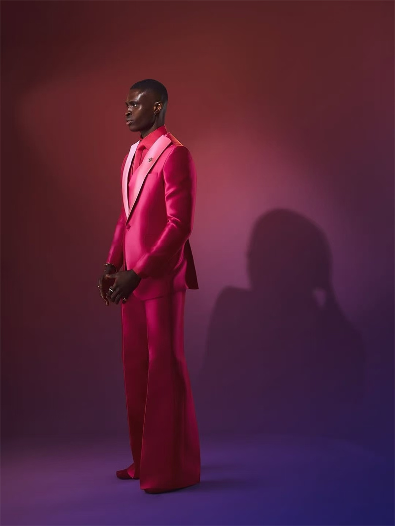 Men Formal Wear Pink - Conjunto de traje rosa y rojo