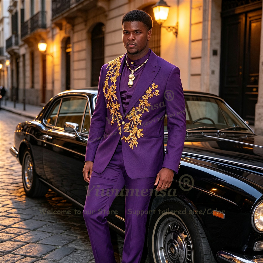 Men Formal Wear Purple - Trajes Morados de Diseño Único para