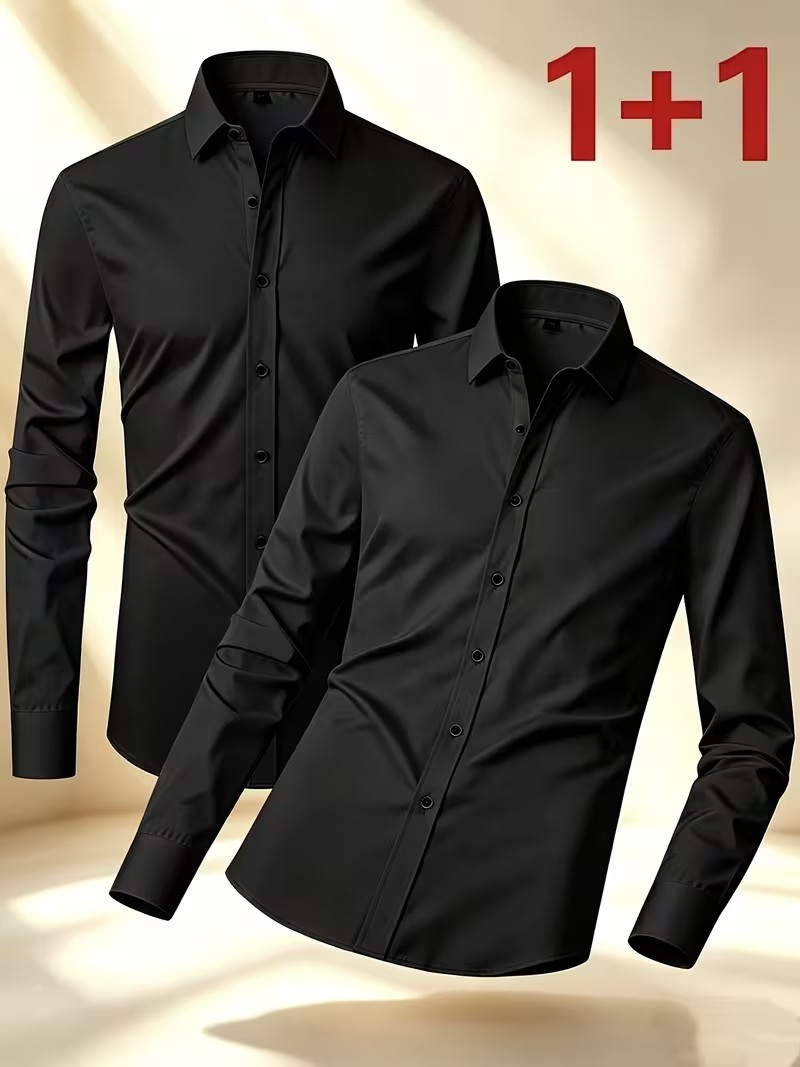 Men'S Semi Formal Office Wear - Camisa con Botones para Primavera/Otoño, Atuendo