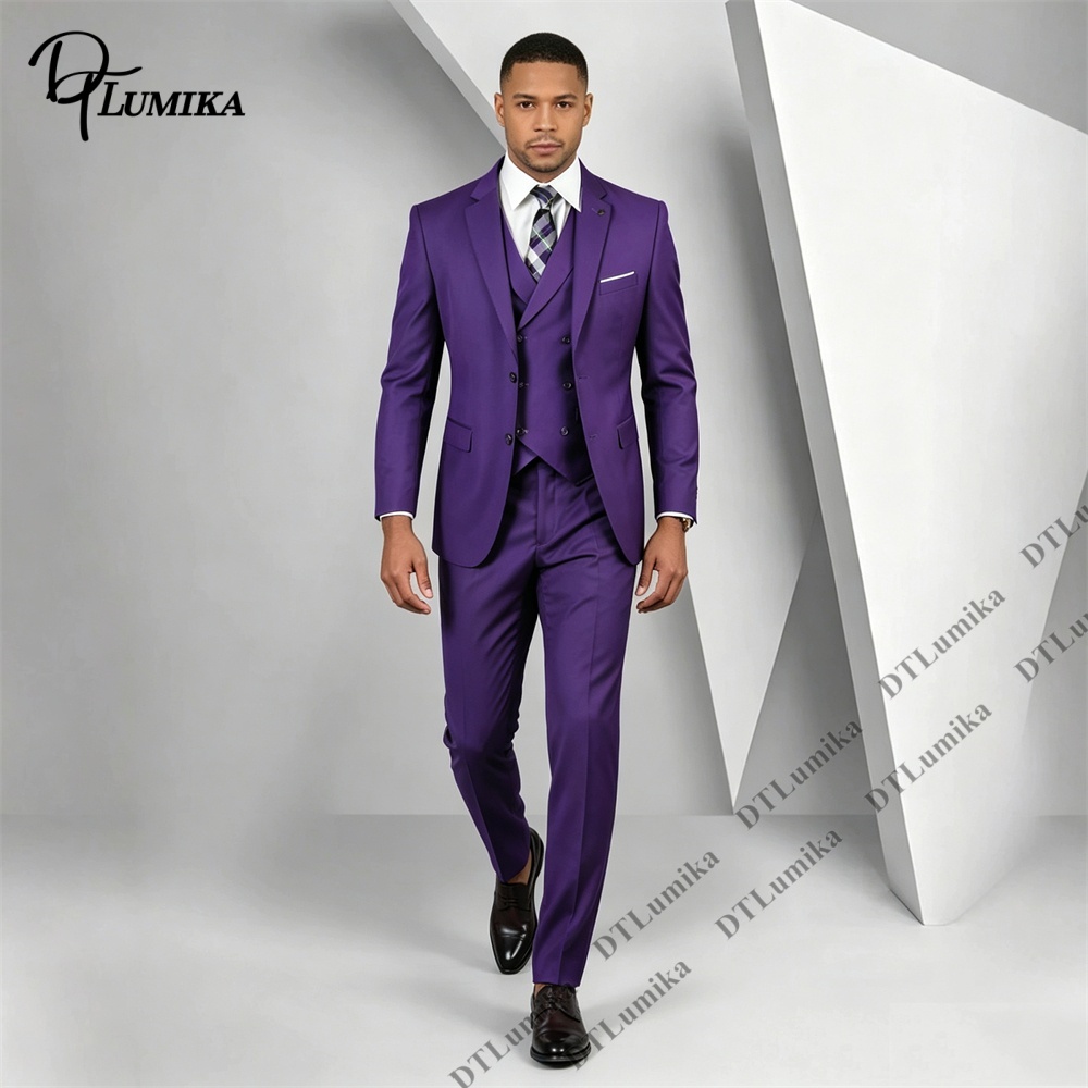 Men Formal Wear Purple - Traje Morado de 3 Piezas para