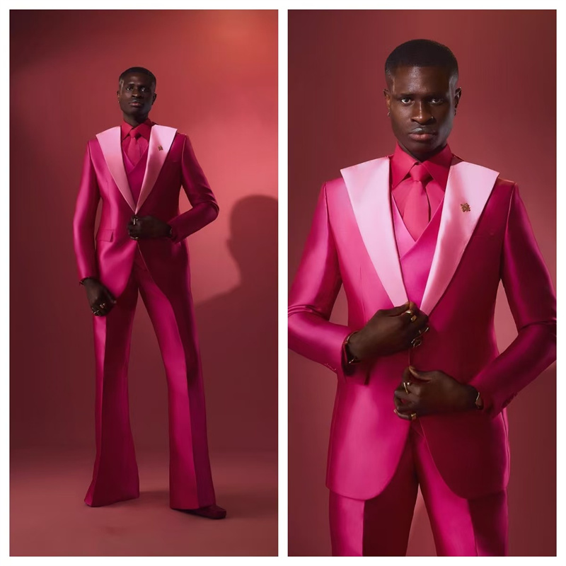 Conjunto de traje rosa y rojo  - Men Formal Wear Pink reseña y precio