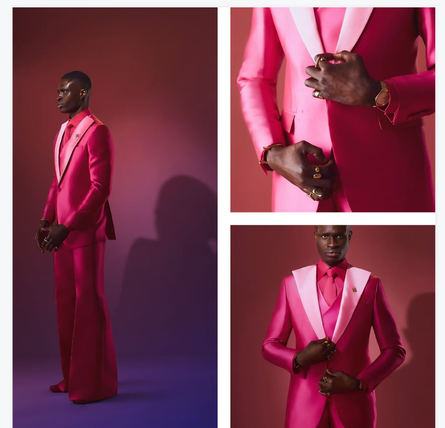 Conjunto de traje rosa y rojo  - Men Formal Wear Pink reseña y precio