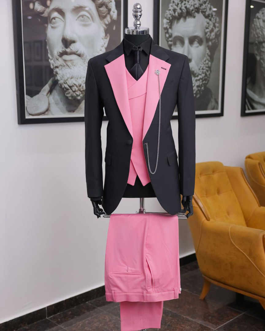 Traje de esmoquin de lujo negr - Men Formal Wear Pink reseña y precio