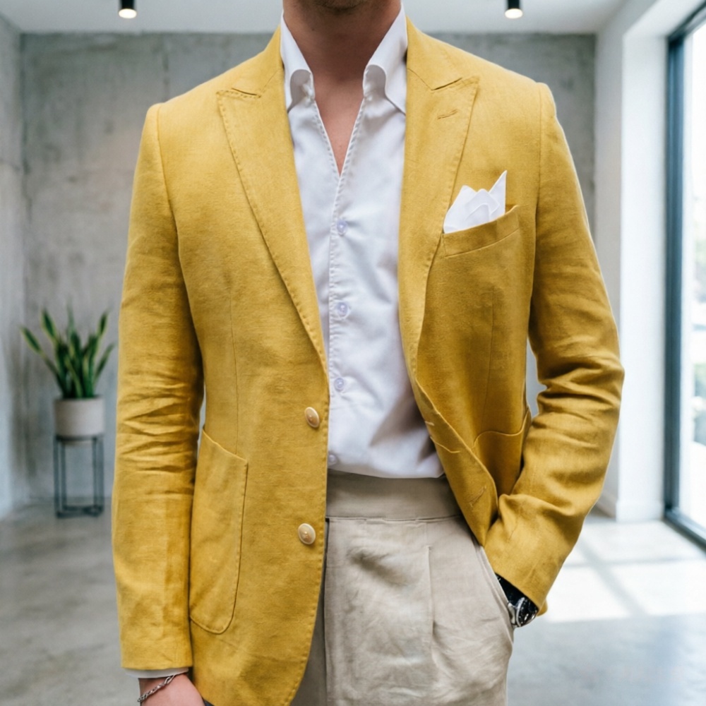 Trajes de lino verde salvia pa - Men'S Semi Formal Office Wear reseña y precio