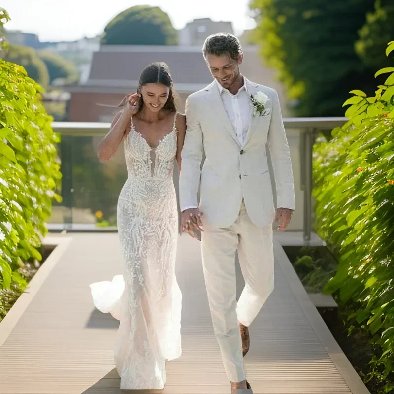 Esmoquin de boda de lino para  - Men Formal Wear Modern reseña y precio