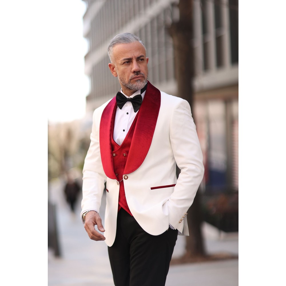 Esmoquin de boda rojo y blanco - Men Formal Wear Modern reseña y precio